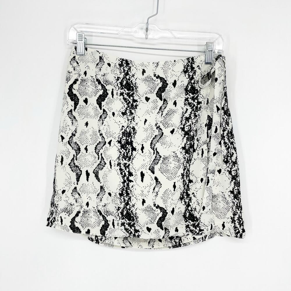 She + Sky Black Python Mini Wrap Skirt Size Medium